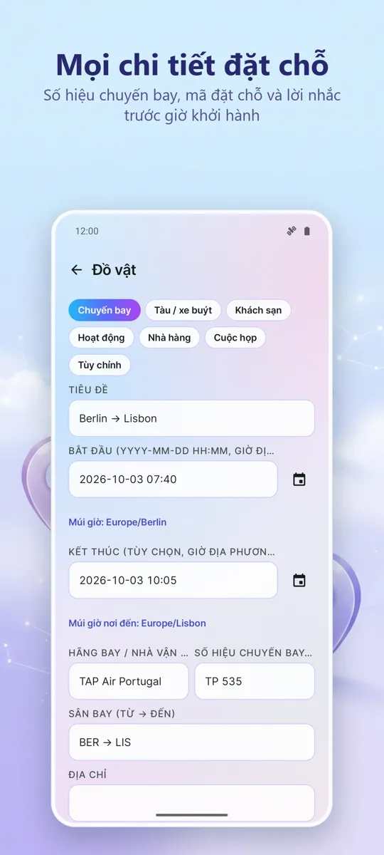 Tổ Chức Chuyến Đi: 