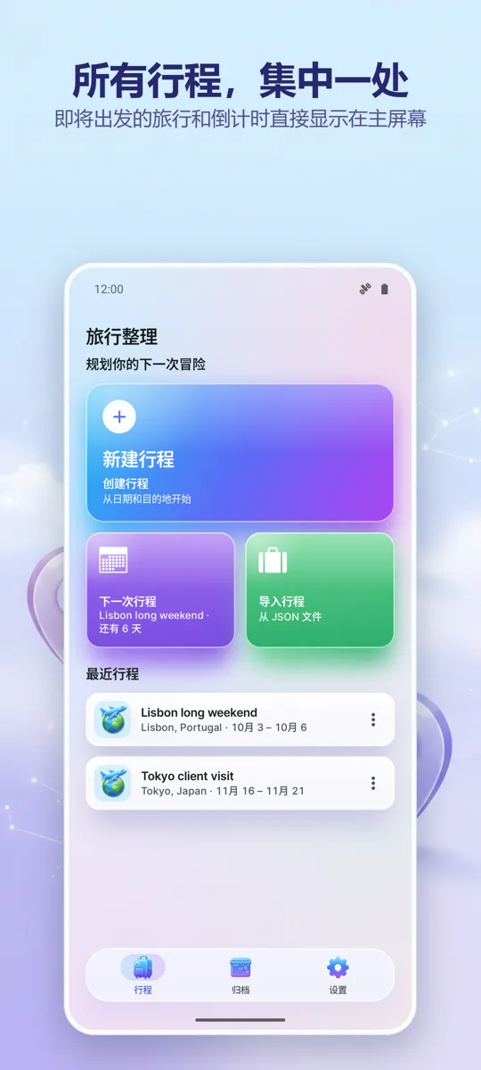 Trip Organizer: 旅行规划: 主界面