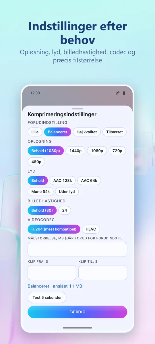 Videokompressor: skærmbillede 2