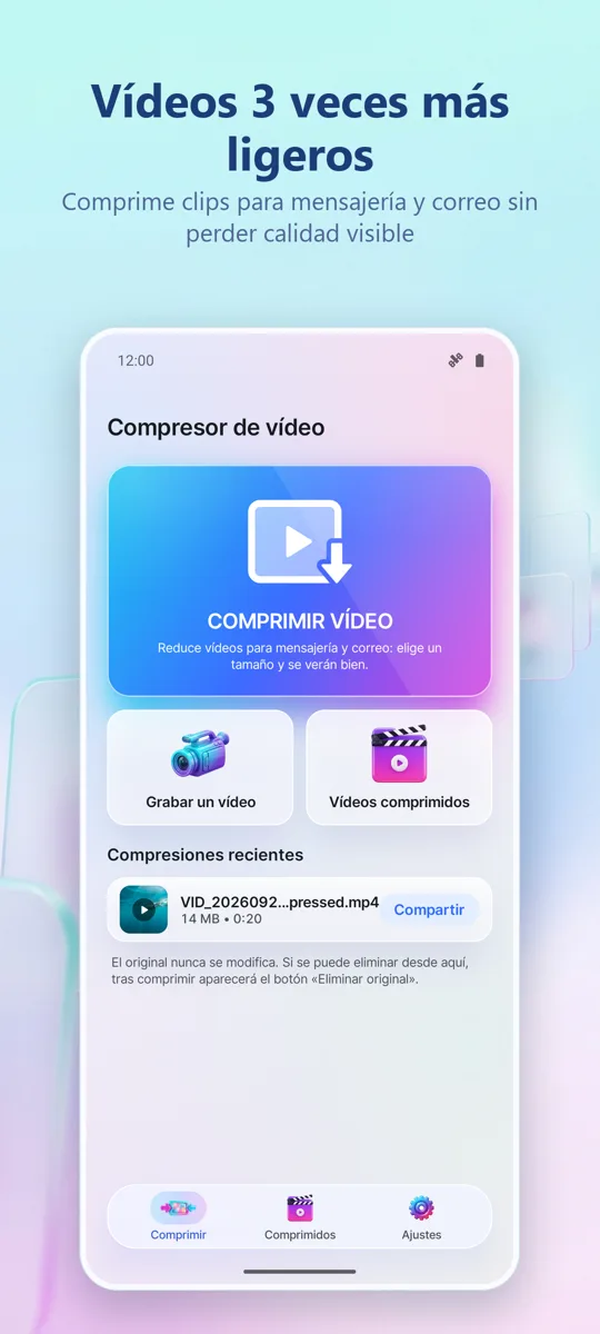 Compresor de vídeo: pantalla principal