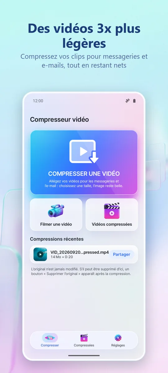 Compresseur Vidéo: écran principal