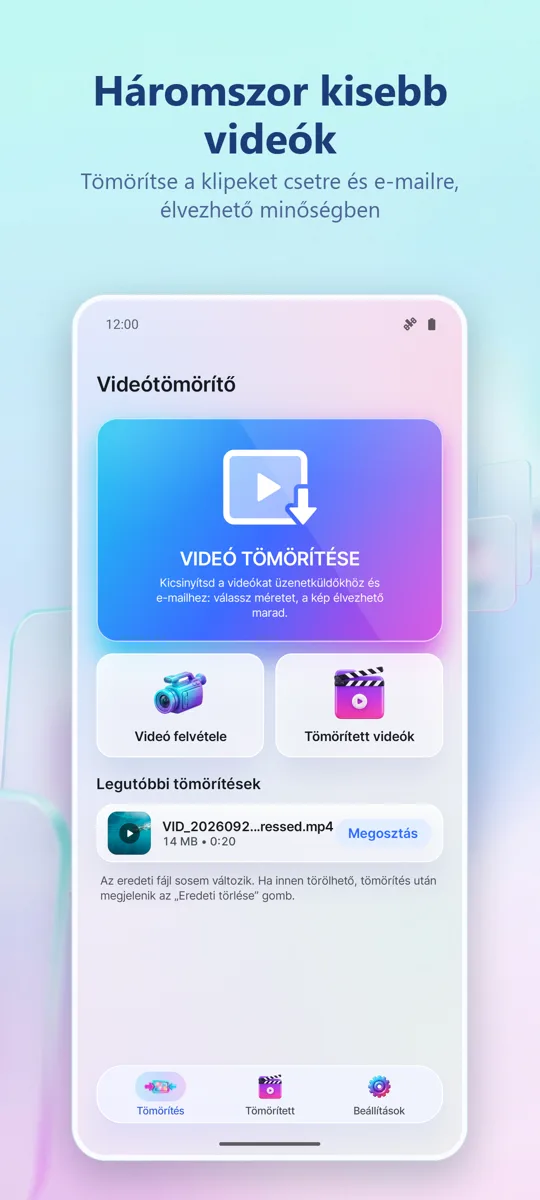 Videó Kompresszor: főképernyő