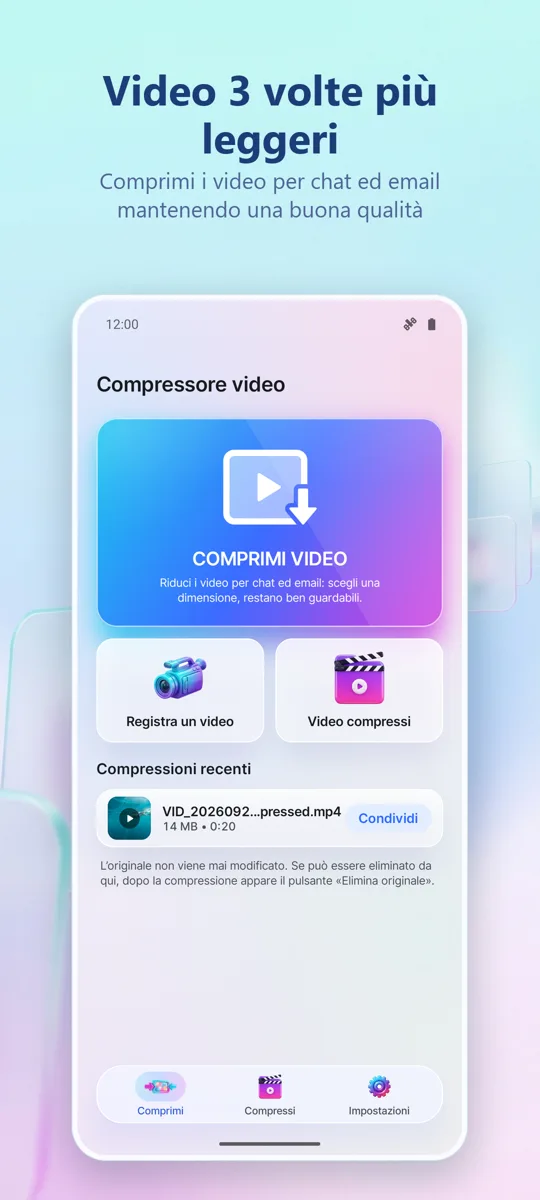 Compressore Video: schermata principale