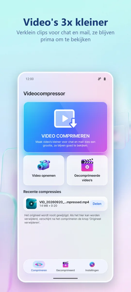 Video Compressor: hoofdscherm