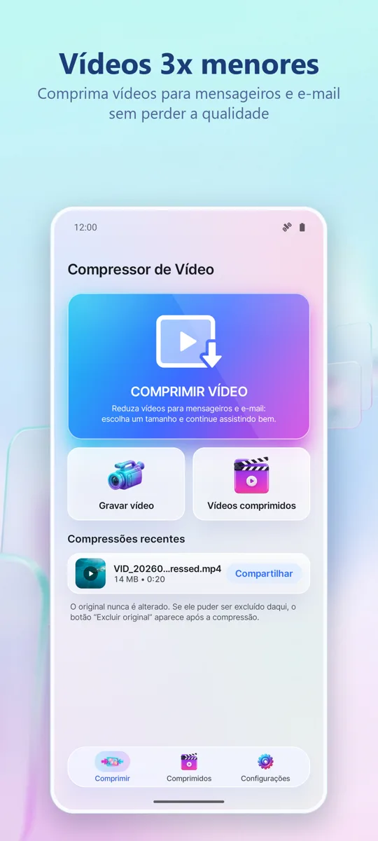 Compressor de Vídeo: tela principal