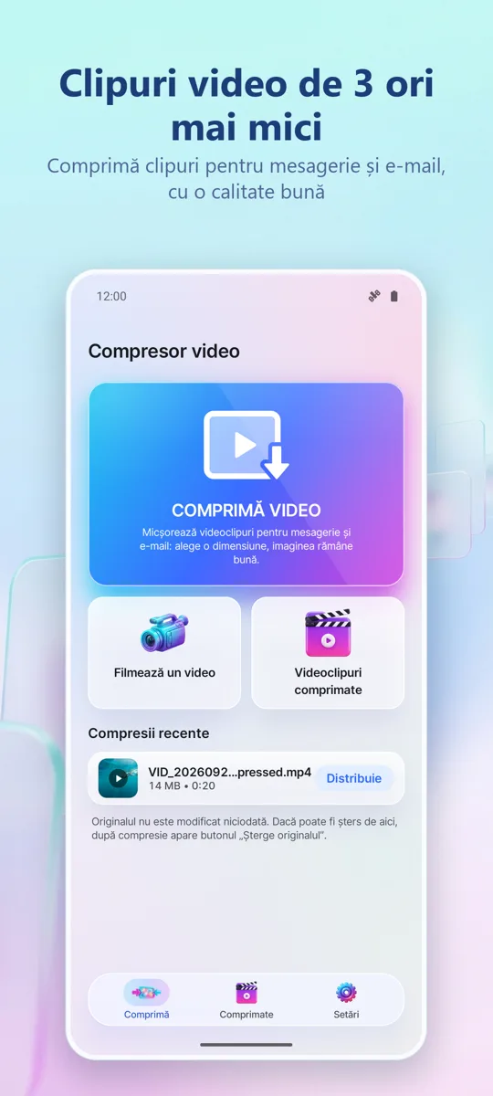 Compresor Video: ecranul principal